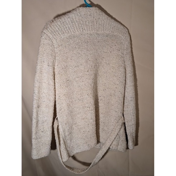 Vintage Personal Beige Knit Cardigan Sweater Belted Pockets Wool Blend Large - Picture 2 of 4